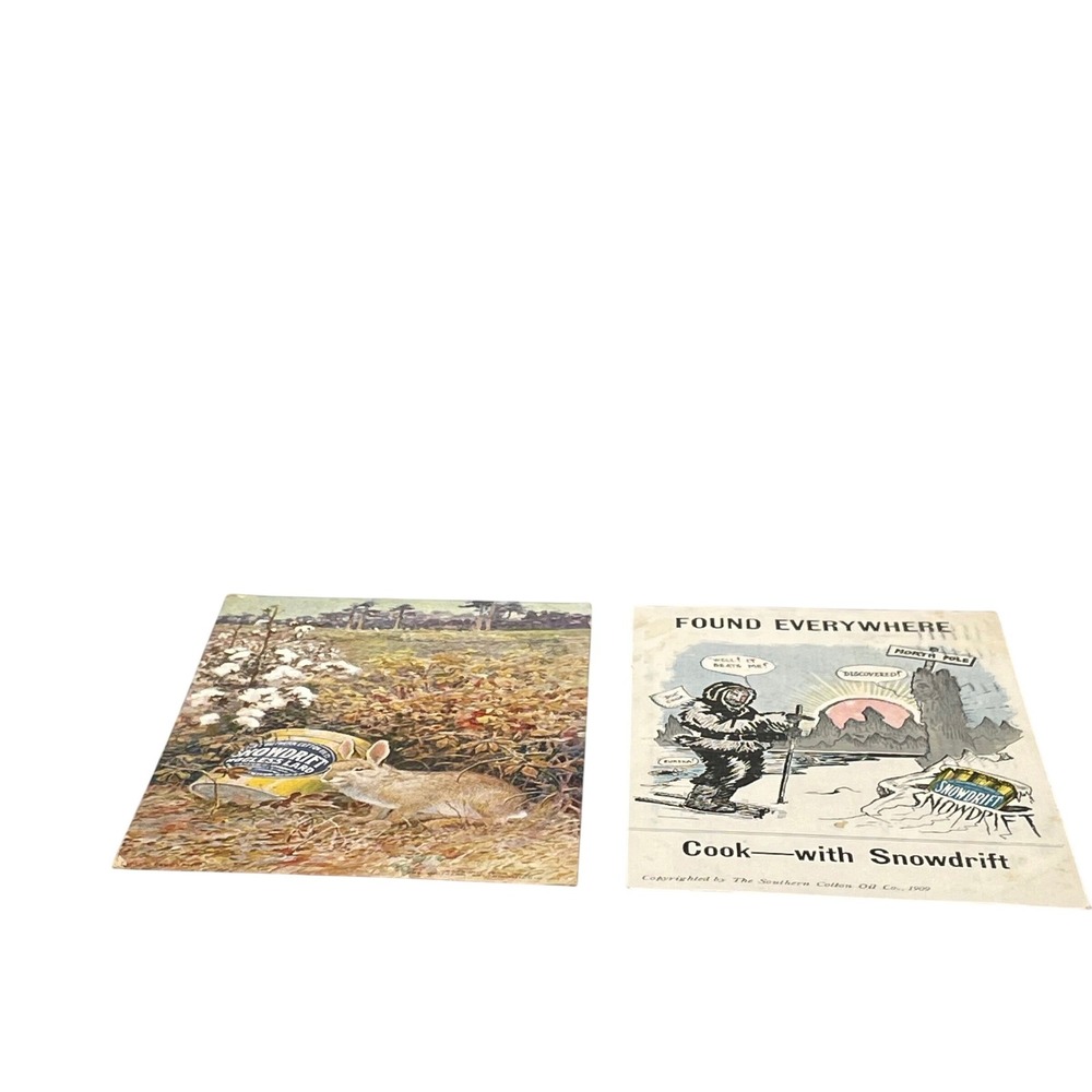 1908 1909 Snowdrift Hogless Lard Advertising Postcards Set of 2 Dallas TX
